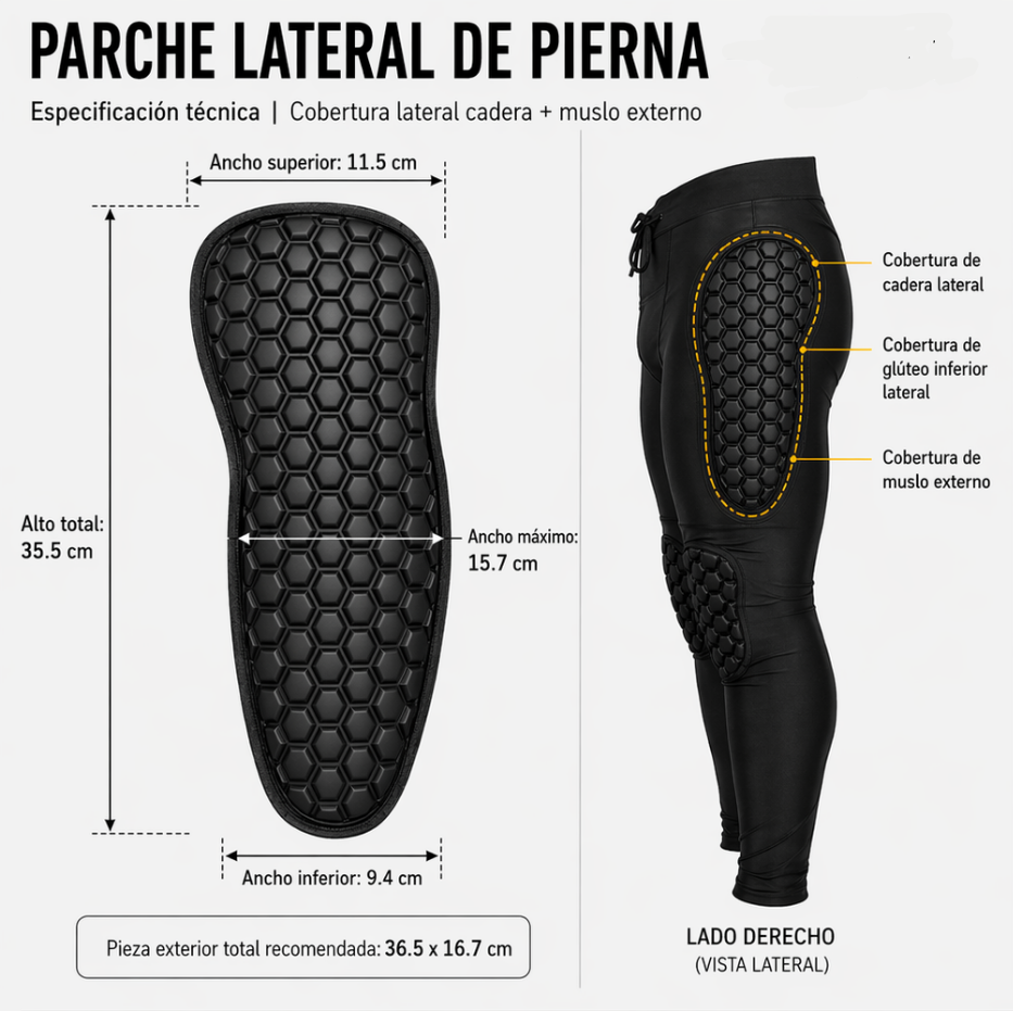 Parche lateral de pierna — Cadera lateral + muslo externo
